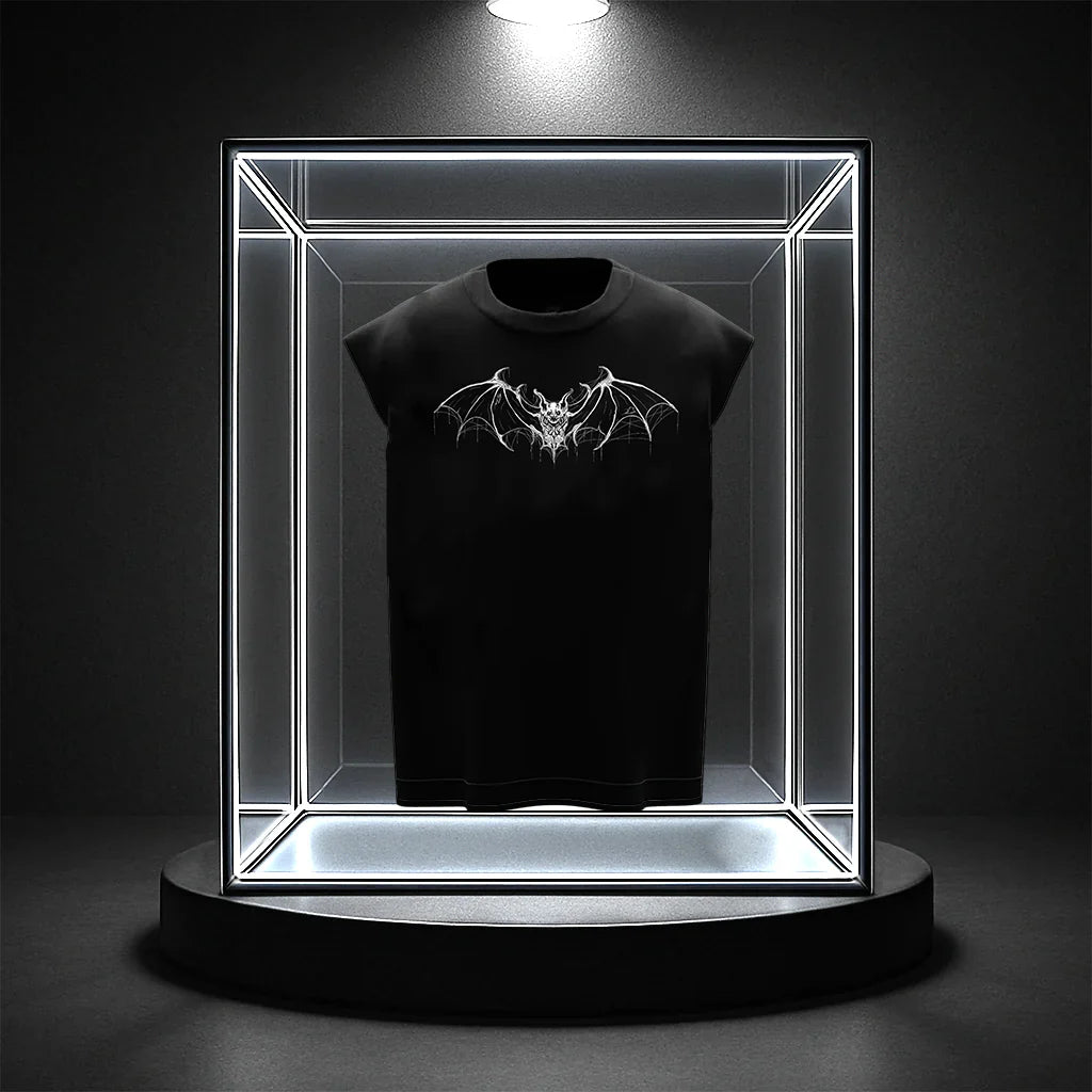 Men's Premium Black Gymvest - Bat graphic design