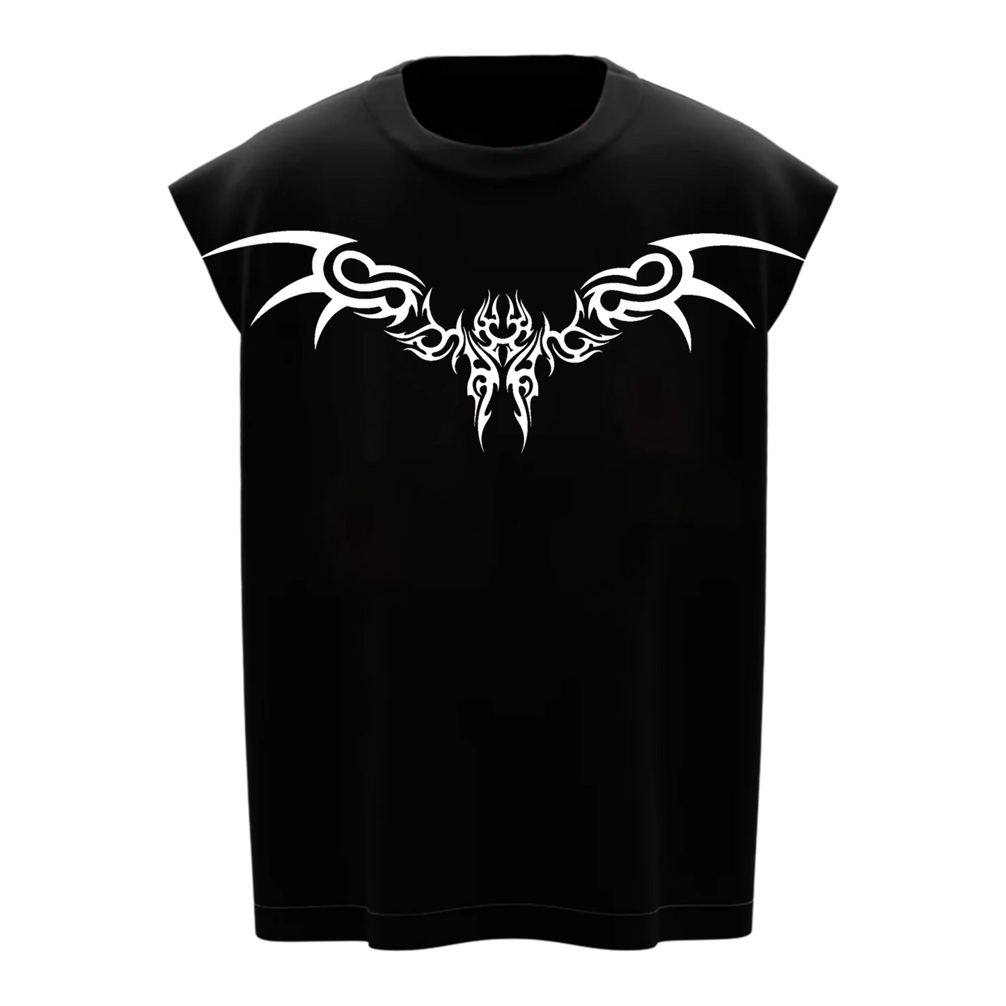 Men's Black Tribal Crest Gymvest – Chest Graphic Design