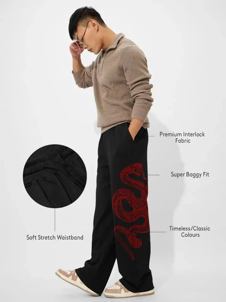 Serpent Strike Baggy Pants – Premium Comfort, Streetwear Edge