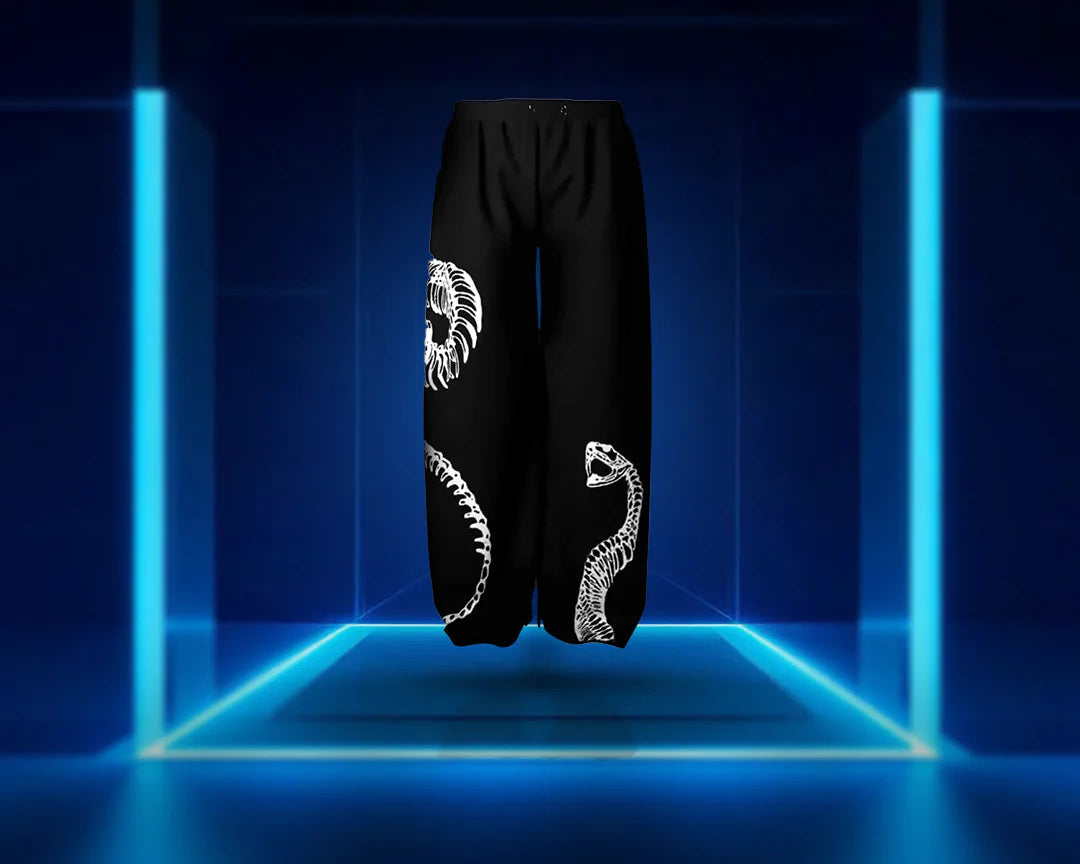 Venom Spine Baggy Pants – Skeletal Serpent Statement Wear