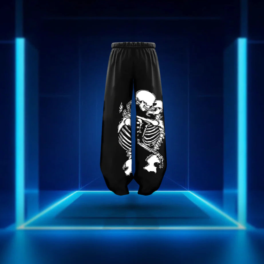 Skeleton Printed Unisex Straight Fit Baggy Pant