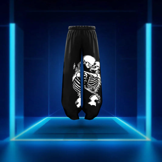 Skeleton Printed Unisex Straight Fit Baggy Pant