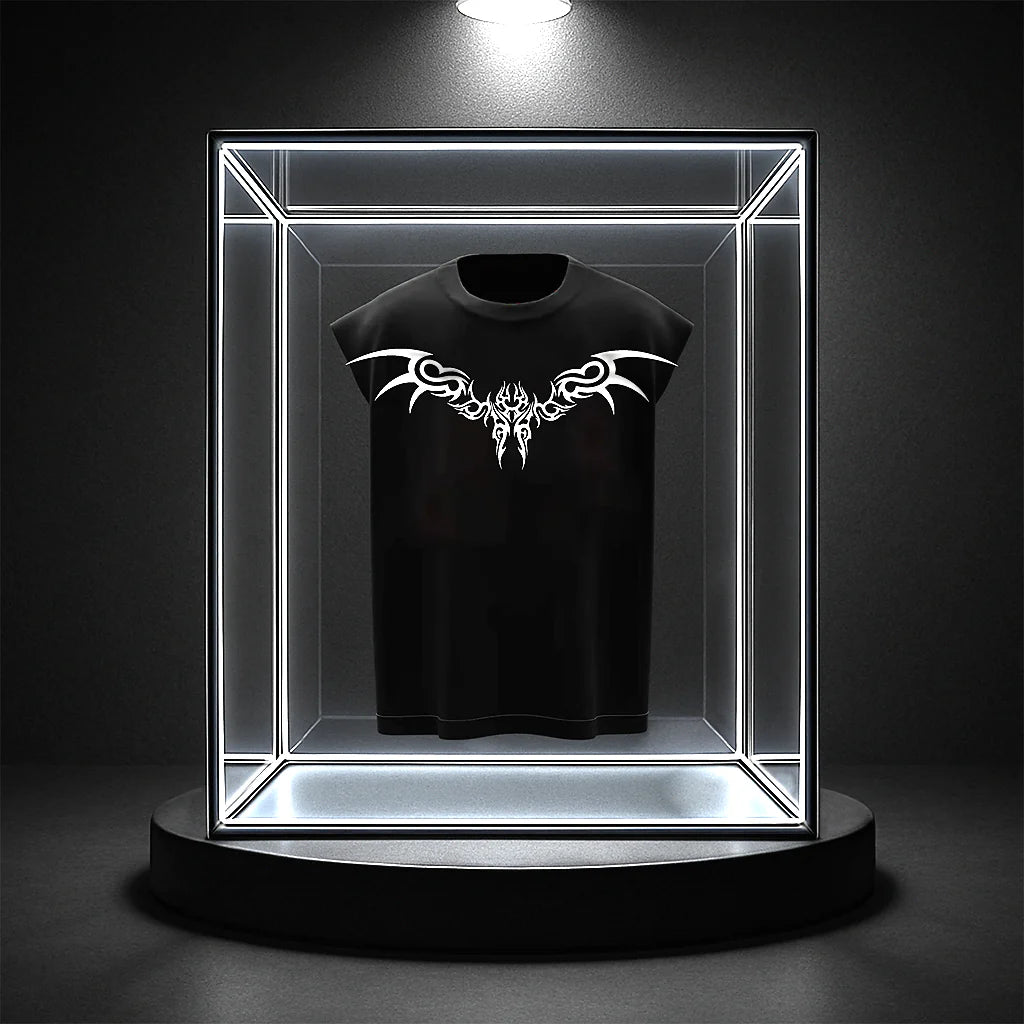 Men's Black Tribal Crest Gymvest – Chest Graphic Design