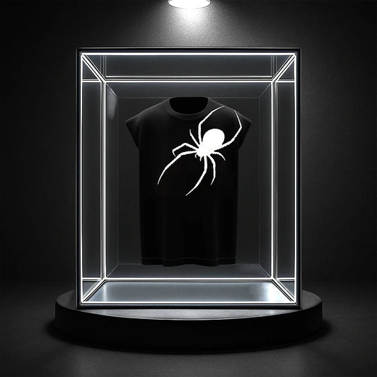 Men's Black Streetwear Gymvest – Oversized White Spider Graphic