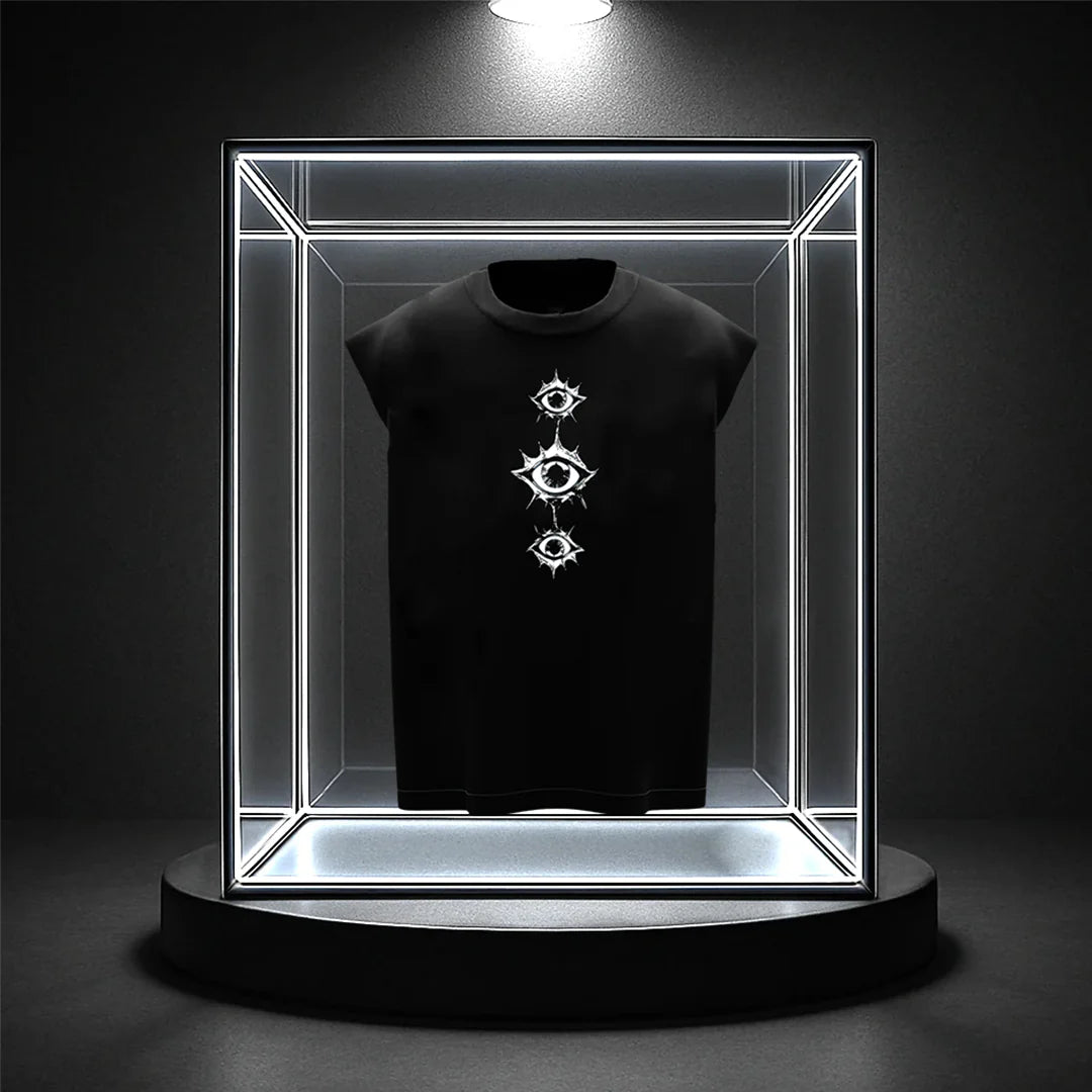 Men's Black Streetwear Gymvest- The three Eye Graphic