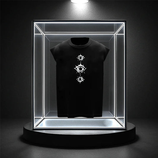 Men's Black Streetwear Gymvest- The three Eye Graphic